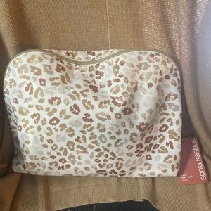 Sonia Kashuk Leopard Print Makeup Pouch in Cream and Gold-Tan